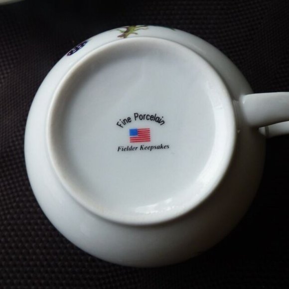 VTG FIELDER PORCELAIN TEAPOT AND CUP / SAUCER STACKED SET BERRY & FLORAL DESIGN - Picture 8 of 15